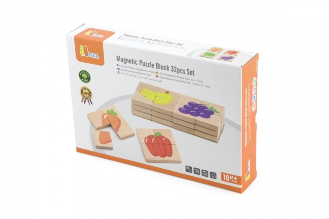 Puzzle magnétique en bois - fruits