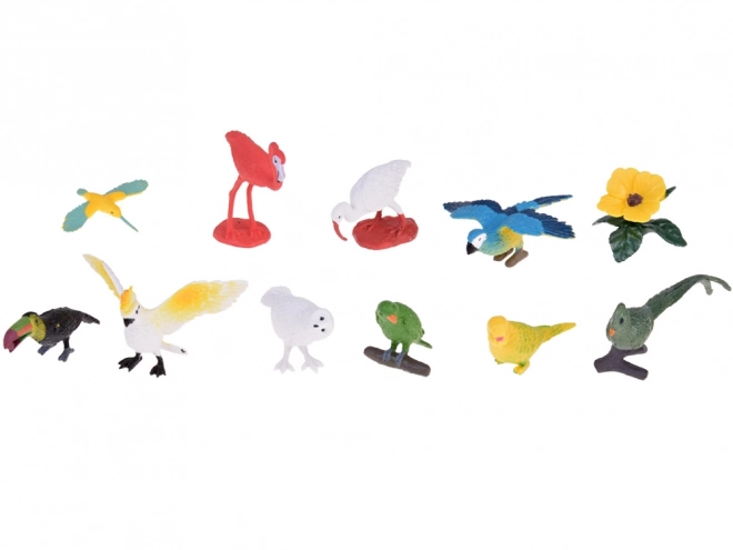 Ensemble de figurines colorées d'oiseaux exotiques