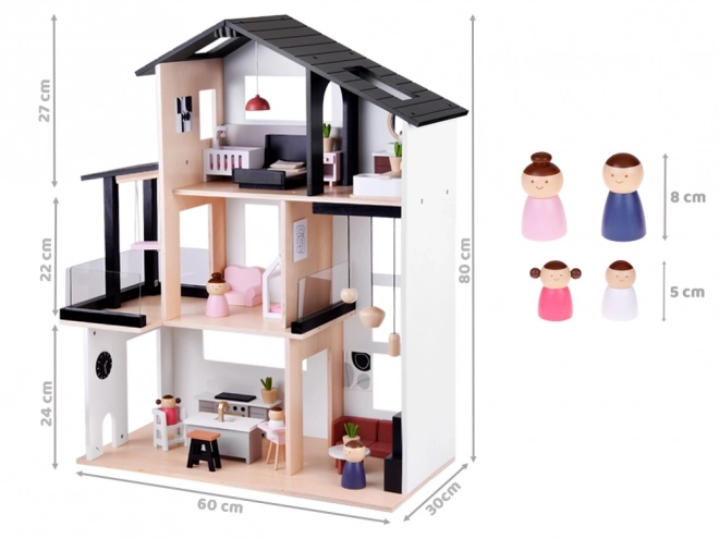 Maison de poupée en bois dans le style loft