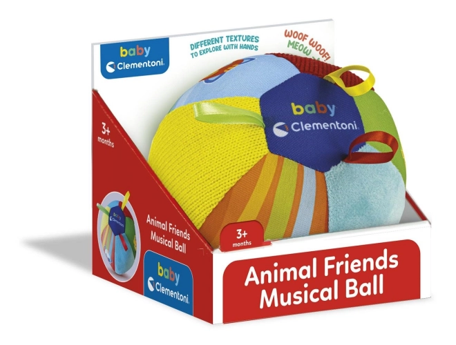 Balle musicale en peluche avec sons d’animaux