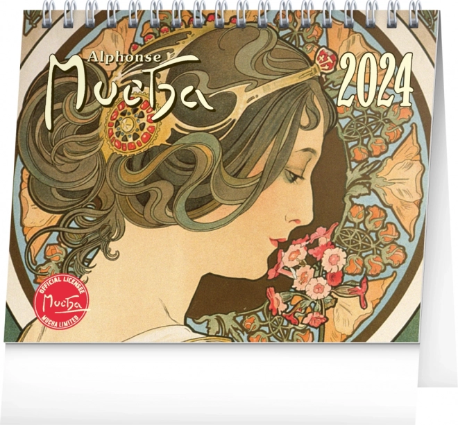 Calendrier de table Alfons Mucha 2024, 16,5 × 13 cm