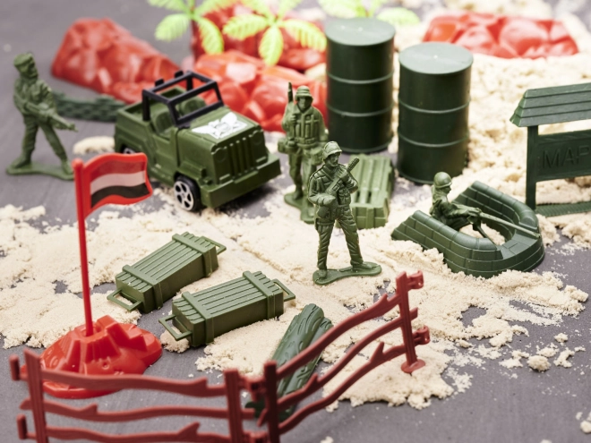 Ensemble de soldats en plastique avec accessoires - 307 pièces