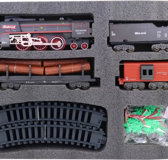 Ensemble de train à vapeur avec effet de fumée à piles