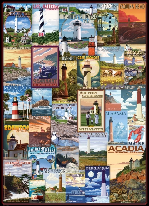 Puzzle Eurographics affiches rétro de phares 1000 pièces