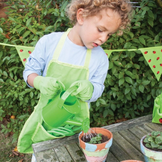 Bigjigs Toys Ensemble d'outils de jardinage dans un sac en toile vert