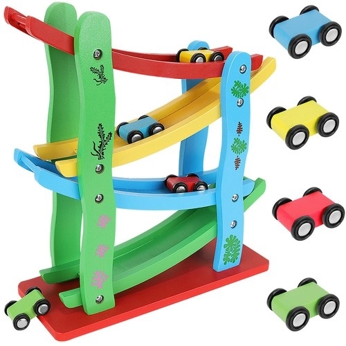 Kruzzel 9349 piste de course colorée 4 petites voitures