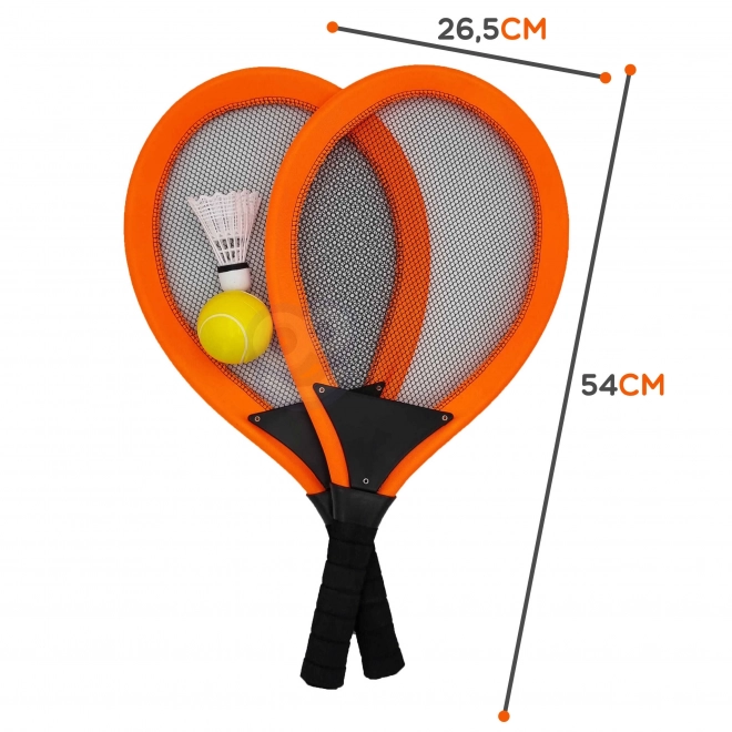 Ensemble de grandes raquettes Woopie pour tennis et badminton pour enfants avec balle et volant
