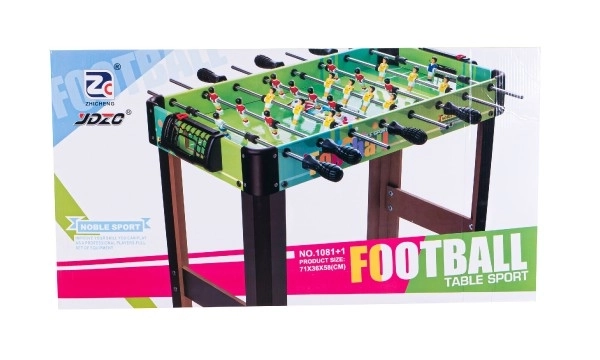 Jeu de société Football de table 71x36cm tiges métalliques en bois avec compteur dans une boîte 67x7x36cm