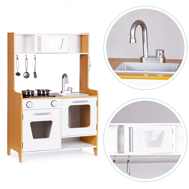 Cuisine en bois pour enfants avec brûleurs multimédias ECOTOYS