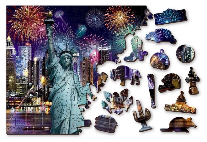 Puzzle en bois New York nocturne 2 en 1