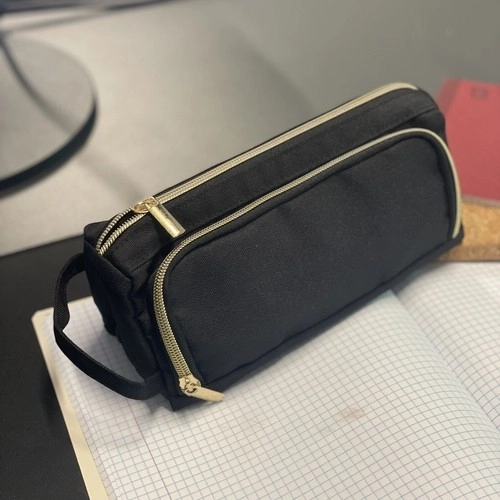 Trousse noire Maaleo à deux compartiments dépliante