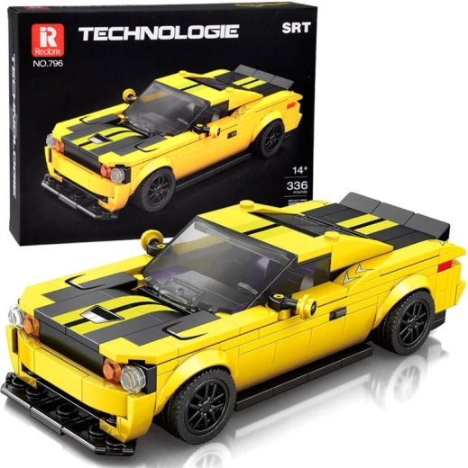Blocs techniques 336 pièces + autocollants Voiture de sport jaune ZA5260