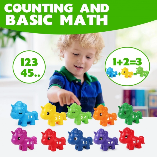 Ensemble Montessori pour l'apprentissage des chiffres et des couleurs Licornes