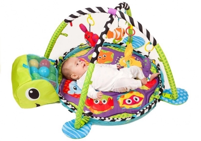 Tapis de jeu éducatif pour bébés tortue 3 en 1 avec piscine et balles