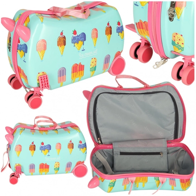 Valise pour enfants à roulettes avec motif de crème glacée