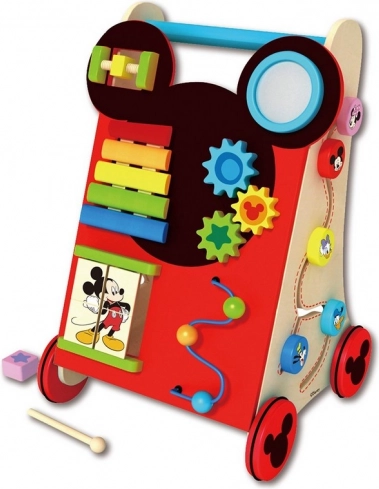 Chariot de marche en bois multifonction Mickey