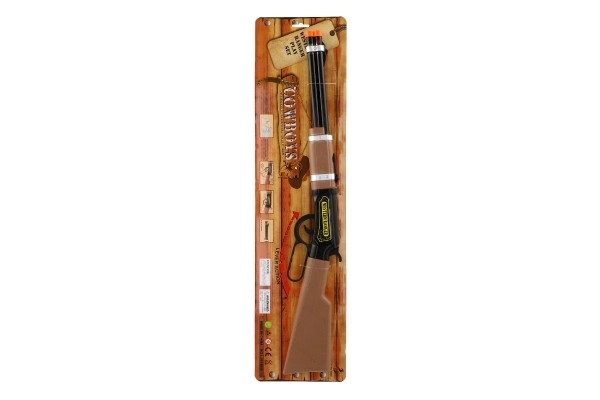 Fusil/Pistolet à répétition cowboy plastique 62x10cm à piles avec lumière sur carte