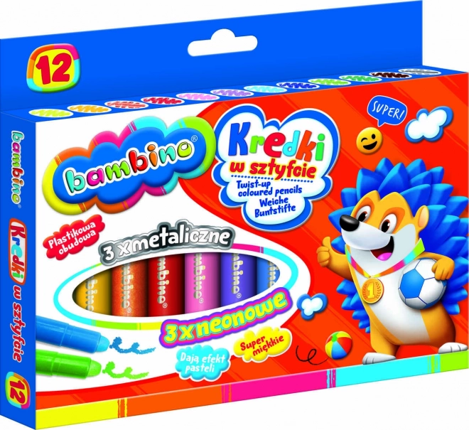 Crayons de cire retrayables Bambino - 12 pièces
