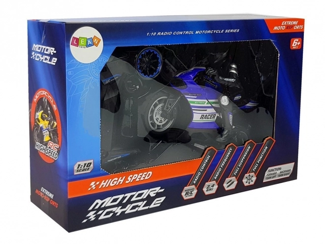 Moto de course sportive télécommandée 2.4G Portée 35m Bleu