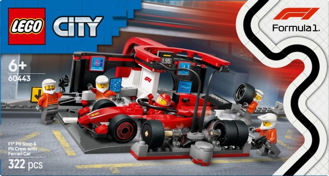 LEGO City 60443 Arrêt aux stands F1 avec mécaniciens et voiture Ferrari