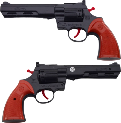 Revolver à amorces – accessoire de pistolet pour enfants noir avec son de tir
