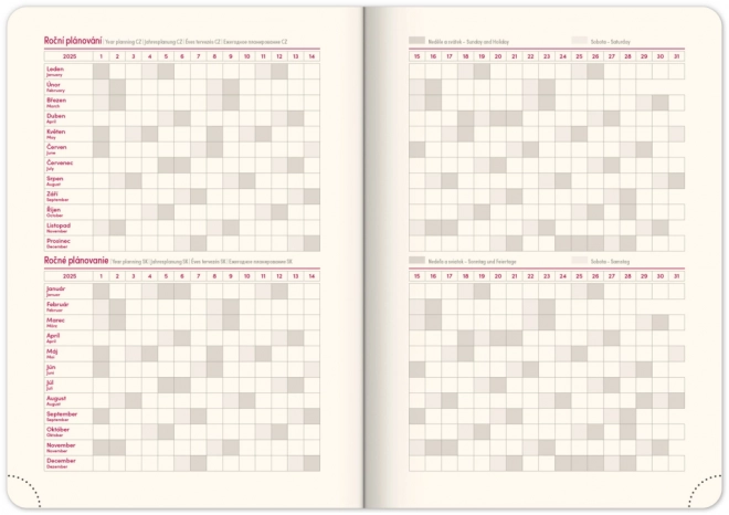 Agenda hebdomadaire Diamante 2025, rouge, 15 × 21 cm