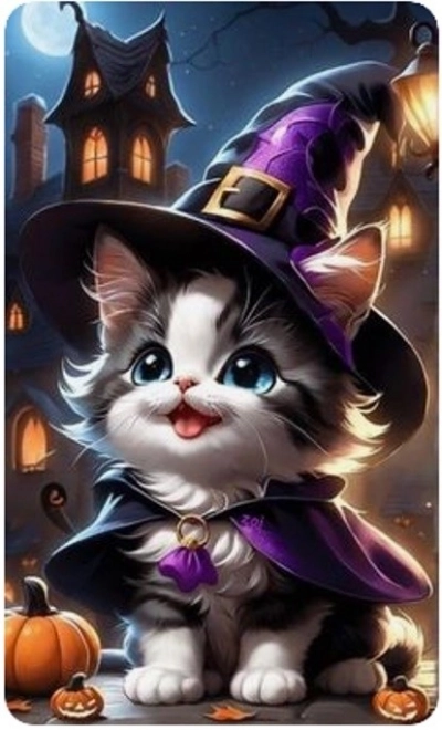 Mosaïque diamant - Chaton Halloween
