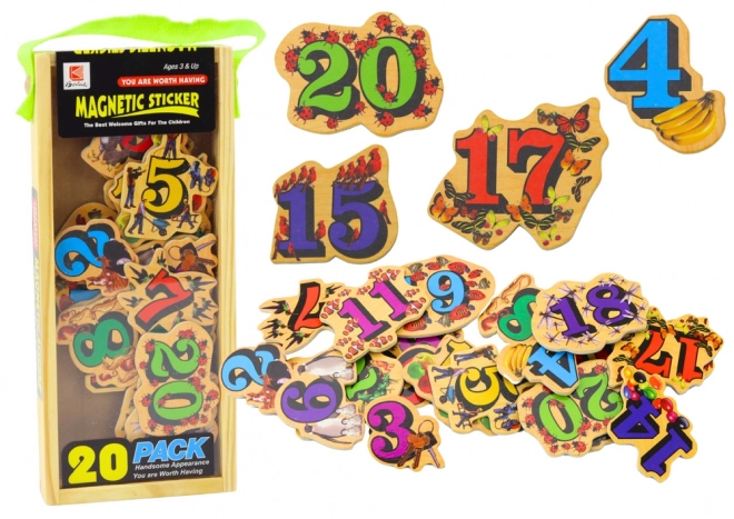 Chiffres en bois magnétiques avec images 20 pcs