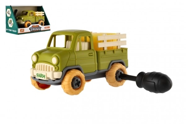 Camion à visser en plastique 14cm avec tournevis à roue libre dans une boîte 19x12x9cm
