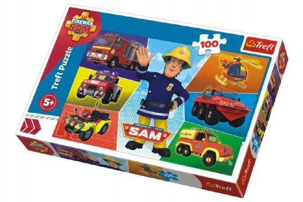 Puzzle Sam le pompier 100 pièces 41x27,5cm en boîte 29x19x4cm