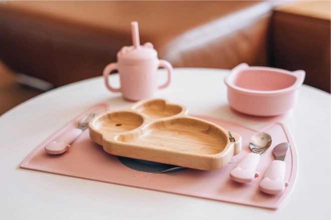Bol en silicone avec ventouse Chaton rose