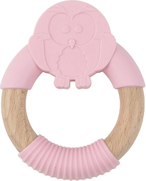 Anneau de dentition en silicone chouette rose Nature Planet
