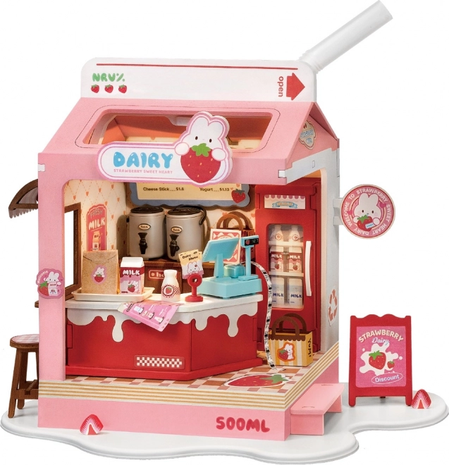 Robotime mini-maison miniature Bar à lait Strawberry
