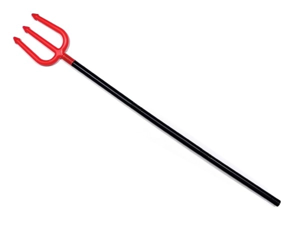 Fourchettes démoniaques pliables en plastique 110cm sur carte 17x41cm carnaval