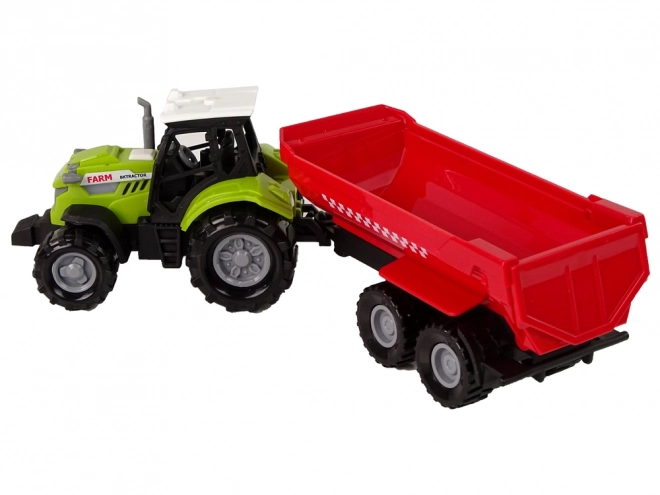 Tracteur vert avec remorque rouge Son