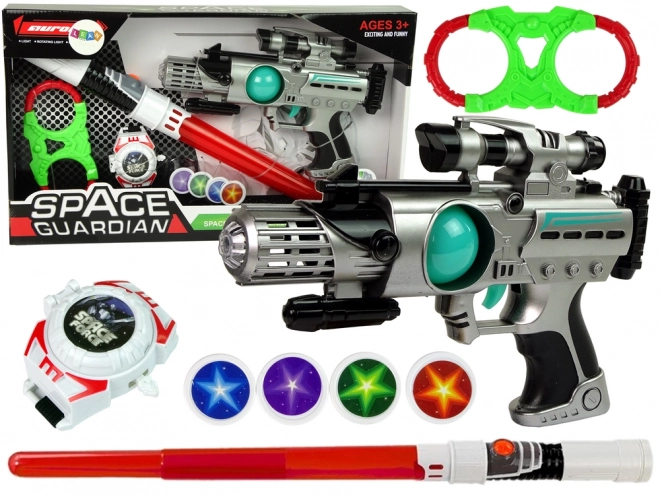Ensemble d'armes spatiales Space Guardian avec pistolet laser et épée