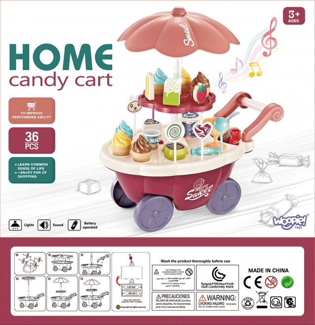 Chariot Woopie avec glaces et friandises avec mélodie et lumières