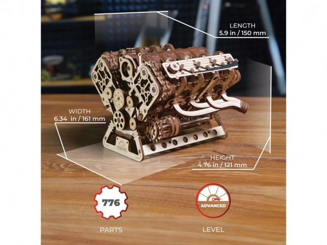 Ugears 3D puzzle en bois moteur V8