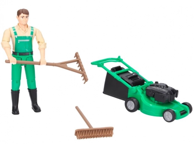 Bruder BWORLD Jardinier avec Tondeuse et Accessoires