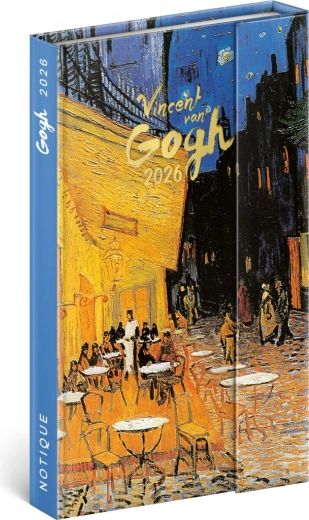 Notique agenda hebdomadaire Vincent van Gogh 2026 avec fermeture magnétique, 13 x 21 cm