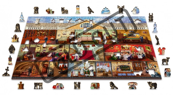 Puzzle en bois Woodland City - Manoir victorien 2 en 1, 1010 pièces EKO