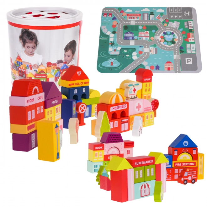 Ville en Bois – Ensemble de Construction pour Enfants à Partir de 3 Ans