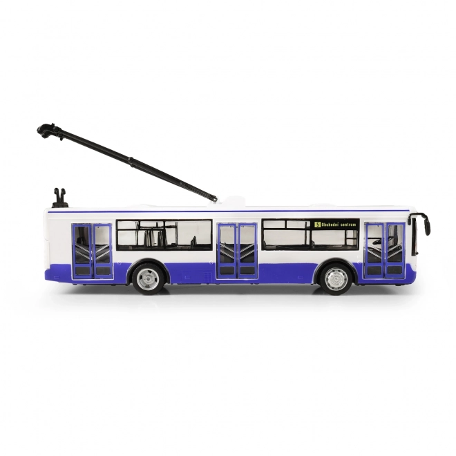 Trolleybus qui annonce les arrêts en tchèque 28 cm bleu