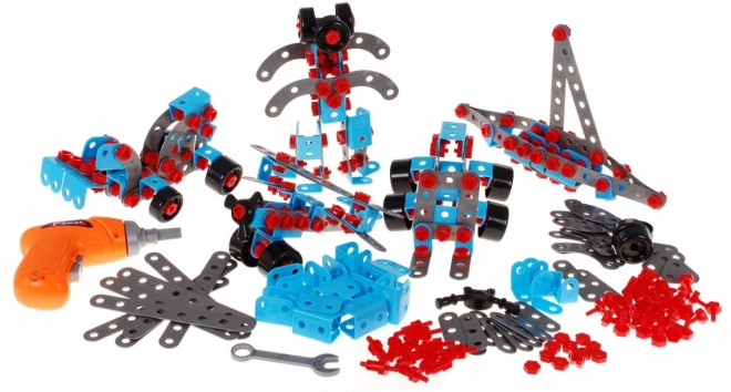 Kit de construction pour enfants + tournevis électrique + outils + 10 modèles à construire - 552 pièces