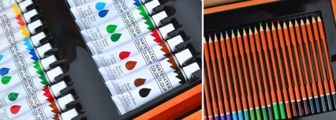Grande trousse en bois pour petits artistes 174 pièces