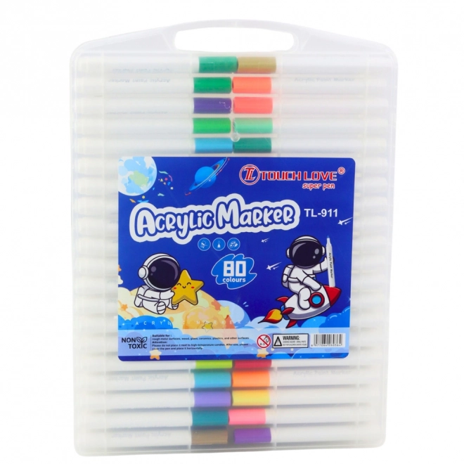 Ensemble de marqueurs acryliques dans un organiseur 80 pcs