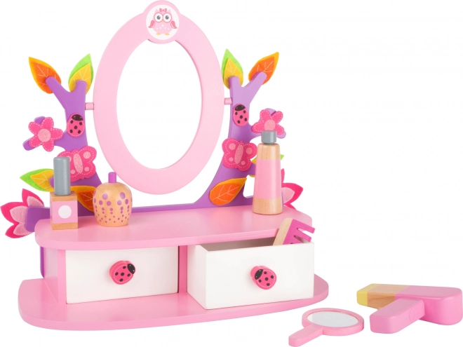 Coiffeuse en bois pour enfants - rose