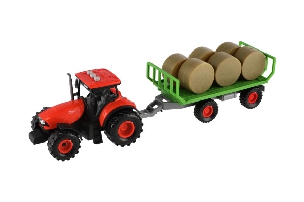 Tracteur Zetor avec remorque et bottes en plastique 36 cm à inertie avec lumière et son
