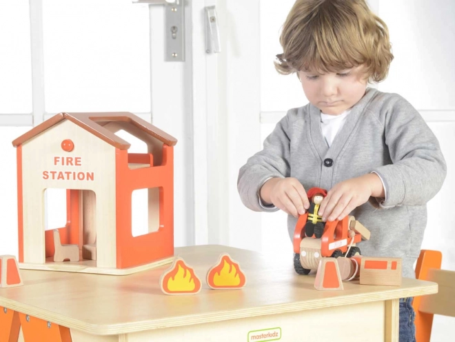 Mini caserne de pompiers en bois Masterkidz