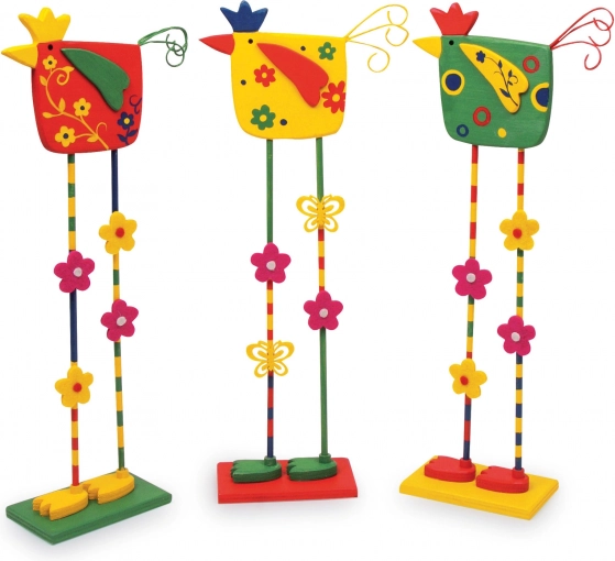 Oiseaux décoratifs en bois – lot de 3 pièces
